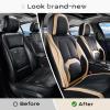 image:imageCoverado Car Seat Covers Full Set Waterproof Nappa Leather Seat Covers for Car Car Seat Protector with Lumbar Support Automotive Seat Covers Universal Fit for Most Cars SUV Trucks BlackampPinkABlackBeige