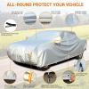 image:imageTecoom Car Cover Waterproof All Weather for Automobiles Light Shell Waterproof UVProof Windproof Design Car Cover with Zipper Storage and Lock for All Weather Indoor Outdoor Fit 191200 Inches Sedan190T Aluminum CottonSilver