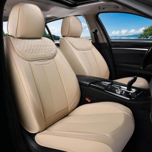 image:imageCoverado Car Seat Covers Full Set Waterproof Nappa Leather Seat Covers for Car Car Seat Protector with Lumbar Support Automotive Seat Covers Universal Fit for Most Cars SUV Trucks BlackampPinkBeige