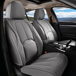 image:imageCoverado Car Seat Covers Full Set Waterproof Nappa Leather Seat Covers for Car Car Seat Protector with Lumbar Support Automotive Seat Covers Universal Fit for Most Cars SUV Trucks BlackampPinkAGray