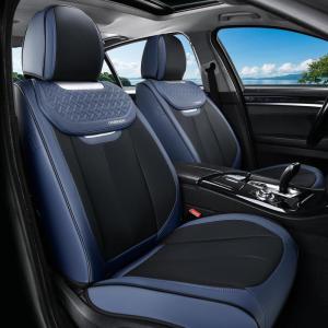 image:imageCoverado Car Seat Covers Full Set Waterproof Nappa Leather Seat Covers for Car Car Seat Protector with Lumbar Support Automotive Seat Covers Universal Fit for Most Cars SUV Trucks BlackampPinkBlueBalck