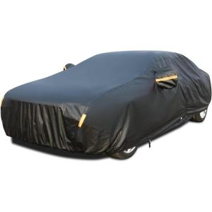 image:imageTecoom Car Cover Waterproof All Weather for Automobiles Light Shell Waterproof UVProof Windproof Design Car Cover with Zipper Storage and Lock for All Weather Indoor Outdoor Fit 191200 Inches SedanAluminum with CottonBlack