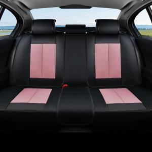 image:imageCoverado Rear Bench Car Seat Covers Car Rear Seat Covers Nappa Leather Back Seat Cover Automotive Seat Covers Seat Cushion Cover Universal Fit for Most Cars Sedan SUV Pickup Truck BlackampGrayBlackPink