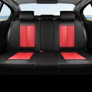 image:imageCoverado Rear Bench Car Seat Covers Car Rear Seat Covers Nappa Leather Back Seat Cover Automotive Seat Covers Seat Cushion Cover Universal Fit for Most Cars Sedan SUV Pickup Truck BlackampGrayBlackRed