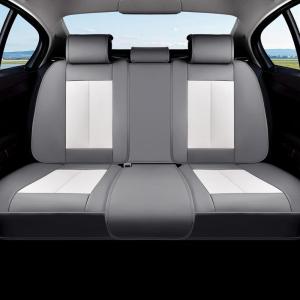 image:imageCoverado Rear Bench Car Seat Covers Car Rear Seat Covers Nappa Leather Back Seat Cover Automotive Seat Covers Seat Cushion Cover Universal Fit for Most Cars Sedan SUV Pickup Truck BlackampGrayGrayWhite