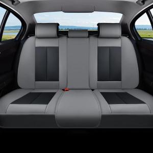 image:imageCoverado Rear Bench Car Seat Covers Car Rear Seat Covers Nappa Leather Back Seat Cover Automotive Seat Covers Seat Cushion Cover Universal Fit for Most Cars Sedan SUV Pickup Truck BlackampGrayBlackGray