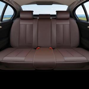 image:imageCoverado Rear Bench Car Seat Covers Car Rear Seat Covers Nappa Leather Back Seat Cover Automotive Seat Covers Seat Cushion Cover Universal Fit for Most Cars Sedan SUV Pickup Truck BlackampGrayBrown