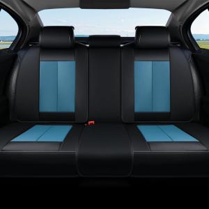 image:imageCoverado Rear Bench Car Seat Covers Car Rear Seat Covers Nappa Leather Back Seat Cover Automotive Seat Covers Seat Cushion Cover Universal Fit for Most Cars Sedan SUV Pickup Truck BlackampGrayBlackBlue