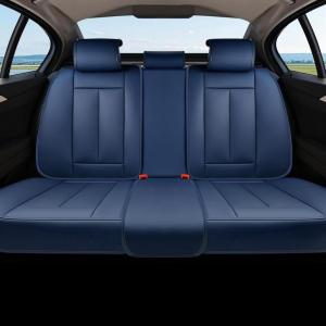 image:imageCoverado Rear Bench Car Seat Covers Car Rear Seat Covers Nappa Leather Back Seat Cover Automotive Seat Covers Seat Cushion Cover Universal Fit for Most Cars Sedan SUV Pickup Truck BlackampGrayBlue