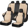 image:imageCoverado Red Car Seat Covers Full Set Waterproof Front Seats Back Seat Cover Leather Car Seat Cushion Universal Fit for Most CarsBlackBeige