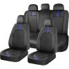 image:imageCoverado Red Car Seat Covers Full Set Waterproof Front Seats Back Seat Cover Leather Car Seat Cushion Universal Fit for Most CarsBlackBlue