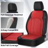 image:imageCoverado Red Car Seat Covers Full Set Waterproof Front Seats Back Seat Cover Leather Car Seat Cushion Universal Fit for Most CarsBlackRed