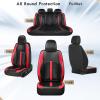 image:imageCoverado Red Car Seat Covers Full Set Waterproof Front Seats Back Seat Cover Leather Car Seat Cushion Universal Fit for Most CarsCFBlackRed