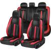 image:imageCoverado Red Car Seat Covers Full Set Waterproof Front Seats Back Seat Cover Leather Car Seat Cushion Universal Fit for Most CarsCFBlackRed