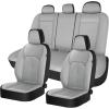 image:imageCoverado Red Car Seat Covers Full Set Waterproof Front Seats Back Seat Cover Leather Car Seat Cushion Universal Fit for Most CarsGray
