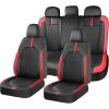 image:imageCoverado Red Car Seat Covers Full Set Waterproof Front Seats Back Seat Cover Leather Car Seat Cushion Universal Fit for Most CarsRed