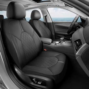 image:imageCoverado Red Car Seat Covers Full Set Waterproof Front Seats Back Seat Cover Leather Car Seat Cushion Universal Fit for Most CarsBlackBlack