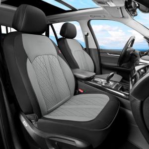 image:imageCoverado Red Car Seat Covers Full Set Waterproof Front Seats Back Seat Cover Leather Car Seat Cushion Universal Fit for Most CarsBlackGray
