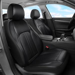 image:imageCoverado Red Car Seat Covers Full Set Waterproof Front Seats Back Seat Cover Leather Car Seat Cushion Universal Fit for Most CarsCFBlack