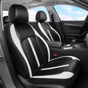 image:imageCoverado Red Car Seat Covers Full Set Waterproof Front Seats Back Seat Cover Leather Car Seat Cushion Universal Fit for Most CarsCFBlackWhite