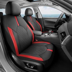 image:imageCoverado Red Car Seat Covers Full Set Waterproof Front Seats Back Seat Cover Leather Car Seat Cushion Universal Fit for Most CarsRed