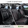 image:imageCoverado 3D Air Mesh Rear Car Seat Cover Sports Carbon Fiber Design Breathable Seat Protectors Airbag Compatible Comfort Universal for Most Cars VanTrucks SUV BlackampGreyRedLineLether