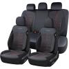 image:imageCoverado 3D Air Mesh Rear Car Seat Cover Sports Carbon Fiber Design Breathable Seat Protectors Airbag Compatible Comfort Universal for Most Cars VanTrucks SUV BlackampGreyRedLineLether