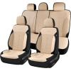 image:imageCoverado 3D Air Mesh Rear Car Seat Cover Sports Carbon Fiber Design Breathable Seat Protectors Airbag Compatible Comfort Universal for Most Cars VanTrucks SUV BlackampGreyBeigeLether