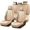 image:imageCoverado Car Seat Cover Cover for Cars Full Seat Premium Leather Universal Fit Waterproof Seat Protectors Car Seat Cushion NonSlip for Most CarsRedBeige