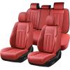 image:imageCoverado Car Seat Cover Cover for Cars Full Seat Premium Leather Universal Fit Waterproof Seat Protectors Car Seat Cushion NonSlip for Most CarsRedRed