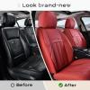 image:imageCoverado Car Seat Cover Cover for Cars Full Seat Premium Leather Universal Fit Waterproof Seat Protectors Car Seat Cushion NonSlip for Most CarsRedRed