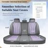 image:imageCoverado Car Seat Covers Back Car Seat Cover 3Pieces Leather Seat Cover Luxury Car Seat Cushion Luxury Seat Cover Seat Protector Universal Most Cars Trucks SUVGrayPurple