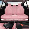 image:imageCoverado Car Seat Covers Back Car Seat Cover 3Pieces Leather Seat Cover Luxury Car Seat Cushion Luxury Seat Cover Seat Protector Universal Most Cars Trucks SUVPink
