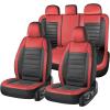 image:imageCoverado Car Seat Covers Front Seats Luxury Leather Car Seat Covers Automotive Mesh Seat Covers 2 Pack AirbagCompatible Black Seat Covers for SUV Sedan TruckRedBlack
