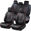 image:imageCoverado Car Seat Covers Full Set 5 Piece Car Seat Protector with Removable Headrest Nappa Leather Breathable Front Rear Seat Cushion Side All Wrapped Universal Fit Truck Most Cars PurpleLumbarBlackRed