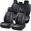image:imageCoverado Car Seat Covers Full Set 5 Piece Car Seat Protector with Removable Headrest Nappa Leather Breathable Front Rear Seat Cushion Side All Wrapped Universal Fit Truck Most Cars PurpleNappaBlackRed