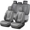 image:imageCoverado Car Seat Covers Full Set 5 Piece Car Seat Protector with Removable Headrest Nappa Leather Breathable Front Rear Seat Cushion Side All Wrapped Universal Fit Truck Most Cars PurpleLumbarGray