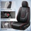 image:imageCoverado Car Seat Covers Full Set 5 Piece Car Seat Protector with Removable Headrest Nappa Leather Breathable Front Rear Seat Cushion Side All Wrapped Universal Fit Truck Most Cars PurpleLumbarBlackRed