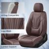 image:imageCoverado Car Seat Covers Full Set 5 Piece Car Seat Protector with Removable Headrest Nappa Leather Breathable Front Rear Seat Cushion Side All Wrapped Universal Fit Truck Most Cars PurpleLumbarBrown