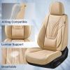 image:imageCoverado Car Seat Covers Full Set 5 Piece Car Seat Protector with Removable Headrest Nappa Leather Breathable Front Rear Seat Cushion Side All Wrapped Universal Fit Truck Most Cars PurpleLumbarBeige