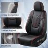 image:imageCoverado Car Seat Covers Full Set 5 Piece Car Seat Protector with Removable Headrest Nappa Leather Breathable Front Rear Seat Cushion Side All Wrapped Universal Fit Truck Most Cars PurpleLumbarBlackRed