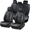 image:imageCoverado Car Seat Covers Full Set 5 Piece Car Seat Protector with Removable Headrest Nappa Leather Breathable Front Rear Seat Cushion Side All Wrapped Universal Fit Truck Most Cars PurpleNappaBlack