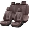 image:imageCoverado Car Seat Covers Full Set 5 Piece Car Seat Protector with Removable Headrest Nappa Leather Breathable Front Rear Seat Cushion Side All Wrapped Universal Fit Truck Most Cars PurpleLumbarBrown