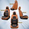 image:imageCoverado Car Seat Covers Full Set 5 Piece Car Seat Protector with Removable Headrest Nappa Leather Breathable Front Rear Seat Cushion Side All Wrapped Universal Fit Truck Most Cars PurpleNappaBlackBrown