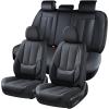 image:imageCoverado Car Seat Covers Full Set 5 Piece Car Seat Protector with Removable Headrest Nappa Leather Breathable Front Rear Seat Cushion Side All Wrapped Universal Fit Truck Most Cars PurpleNappaBlack