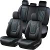image:imageCoverado Car Seat Covers Full Set 5 Piece Car Seat Protector with Removable Headrest Nappa Leather Breathable Front Rear Seat Cushion Side All Wrapped Universal Fit Truck Most Cars PurpleLumbarBlackBlue