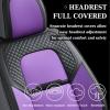 image:imageCoverado Car Seat Covers Full Set 5 Piece Car Seat Protector with Removable Headrest Nappa Leather Breathable Front Rear Seat Cushion Side All Wrapped Universal Fit Truck Most Cars PurpleNappaPurple
