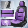 image:imageCoverado Car Seat Covers Full Set 5 Piece Car Seat Protector with Removable Headrest Nappa Leather Breathable Front Rear Seat Cushion Side All Wrapped Universal Fit Truck Most Cars PurpleNappaPurple