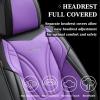 image:imageCoverado Car Seat Covers Full Set 5 Piece Car Seat Protector with Removable Headrest Nappa Leather Breathable Front Rear Seat Cushion Side All Wrapped Universal Fit Truck Most Cars PurpleLumbarPurple