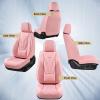 image:imageCoverado Car Seat Covers Full Set 5 Piece Car Seat Protector with Removable Headrest Nappa Leather Breathable Front Rear Seat Cushion Side All Wrapped Universal Fit Truck Most Cars PurpleLumbarPink